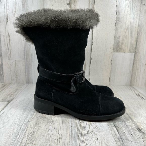 Bass Tempest Black Suede H2O-Resist Pull on Ankle Winter Boots #229 - Picture 10 of 12